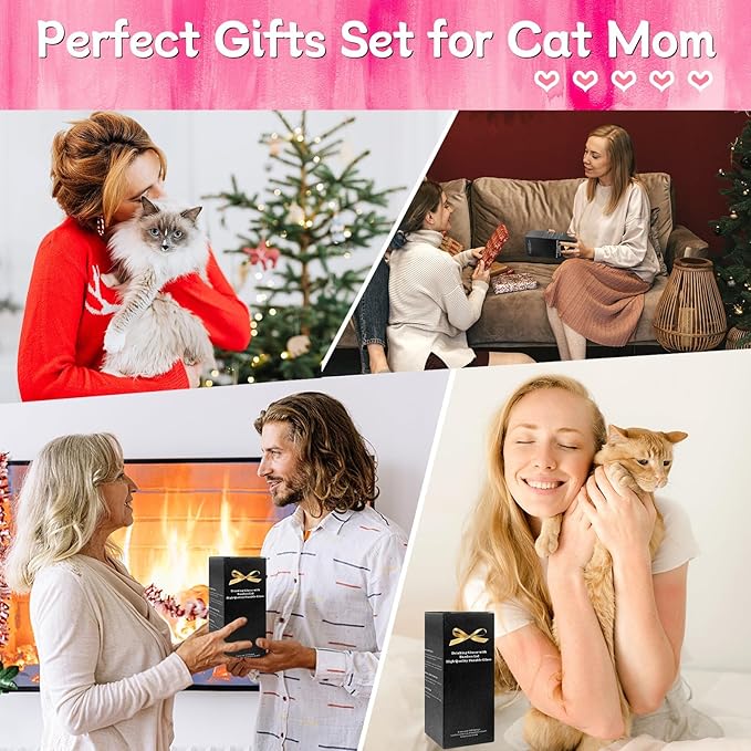 Mason Life Cat Mom Mother's Day Gifts, Cat Lover Gifts for Women, Mom Gift for Women, Valentine Birthday Present for Kitten Lover, 18oz Cute Kitty Mama Ice Coffee Cup Glass Cup with Lid Straw