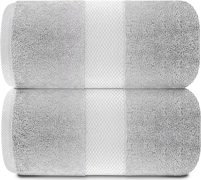 White Classic Luxury Bath Sheets Towels for Adults Extra Large | Highly Absorbent Hotel Collection | 35x70 Inch | 2 Pack (Dolphin Gray)