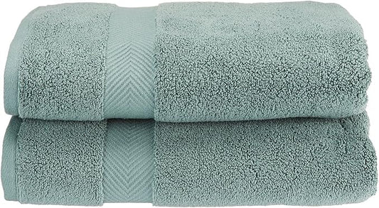 Superior Zero Twist 100% Cotton Bath Towels, Super Soft, Fluffy and Absorbent, Premium Quality Oversized Bath Towel Set of 2, Jade Green