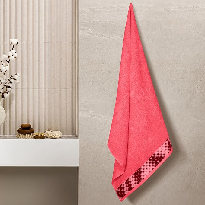 Belizzi Home Ultra Soft 4 Pack Oversized Bath Towel Set 27x54 inches, 100% Cotton Bath Towels, Highly Absorbant Compact Quickdry & Lightweight Towel, Ideal for Gym Travel Camp Pool - Coral Orange