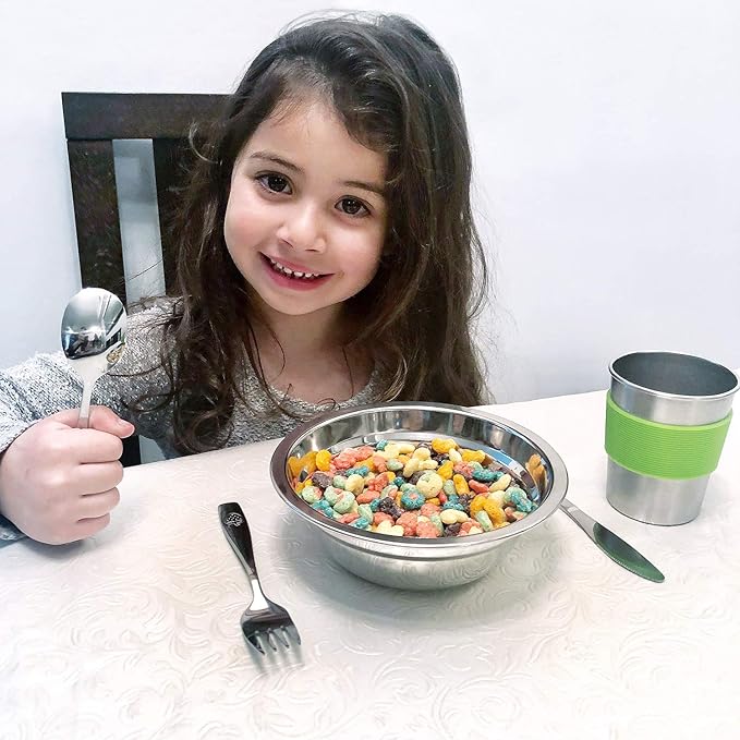 CHILLOUT LIFE Stainless Steel Kids Silverware Set 12 Pieces - Child and Toddler Safe Flatware - Kids Utensil Set - Metal Kids Cutlery Set (Includes 6 Small Kids Spoons & Kids 6 Forks)
