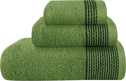 Belizzi Home Ultra Soft 3 Pack Cotton Towel Set, Contains a Bath Towel 28x55 inch, a Hand Towel 16x24 inch & a Wash Coth 12x12 inch, Ideal Everyday use, Compact & Lightweight -Kiwi Green
