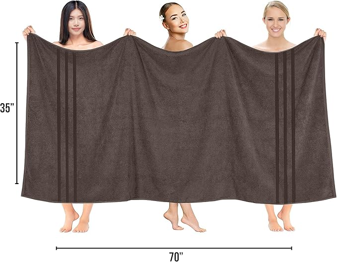 RIVERSIDE Pack of 2 Extra Large Bath Sheets 35 x 70 Inches - 100% Ring Spun Cotton Hotel Quality Oversized Bath Towels - Super Soft, Highly Absorbent & Quicker to Dry - Brown