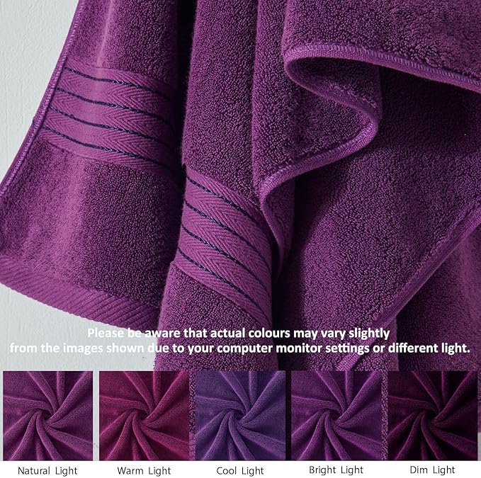 COZYART Purple Bath Towel Set for Bathroom Soft Absorbent Durable 650 GSM Turkish Cotton Towel Sets of 6, 2 Large Bath Towels, 2 Hand Towels, 2 Washclothes