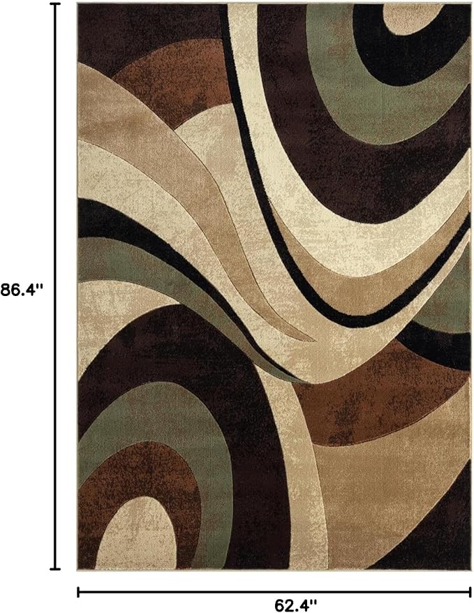 Home Dynamix Tribeca Slade Contemporary Abstract Area Rug, Brown/Green, 5'2"x7'2"