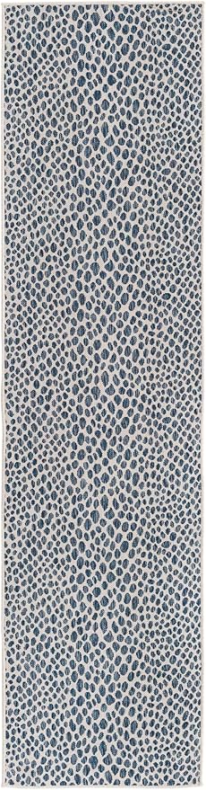 Unique Loom Outdoor Collection Area Rug - Cape Town (2' 7" x 10' Runner, Blue/ Olive)