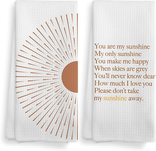 You are My Sunshine Boho Sun Sunray Sunshine Kitchen Towels and Dishcloths Sets of 2,Boho Absorbent Drying Cloth Hand Towels Tea Towels for Bathroom Kitchen,Boho Gifts for Women Girls,16×24 inches