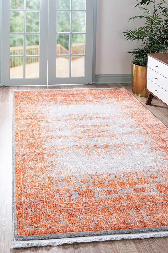 Unique Loom Traditional Classic Intricate Design Distressed Vintage Detail, Area Rug, 8' 0" x 11' 4", Terracotta/Gray