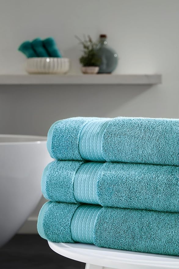 Ozdilek 6-Piece Bath Towel Set, 2 Bath, 2 Hand, 2 Wash, 100% Cotton Turkish Towels, 2 Bath Towels (30x60/550 GSM), 2 Hand Towels (16x30/575 GSM), 2 Washcloths (13x13/600 GSM) (Milky Blue)