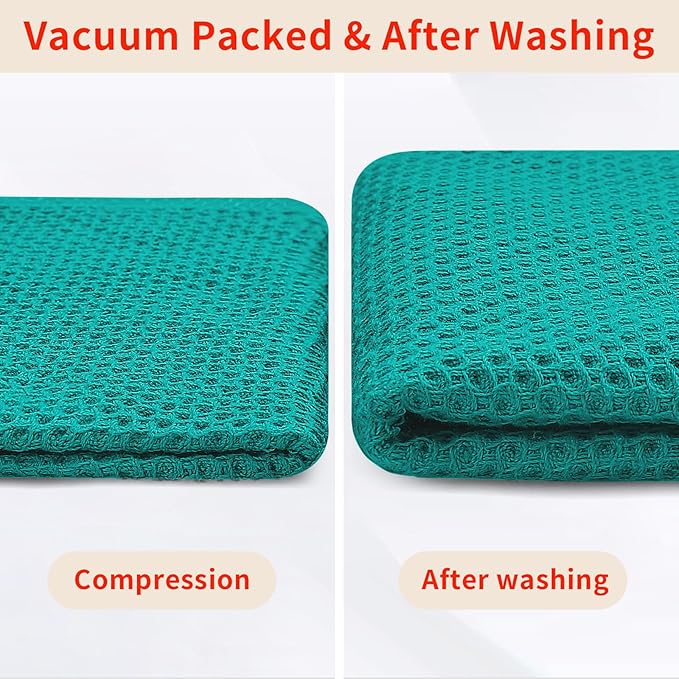 Homaxy 100% Cotton Waffle Weave Kitchen Dish Cloths, Ultra Soft Absorbent Quick Drying Dish Towels, 12 x 12 Inches, 6-Pack, Teal