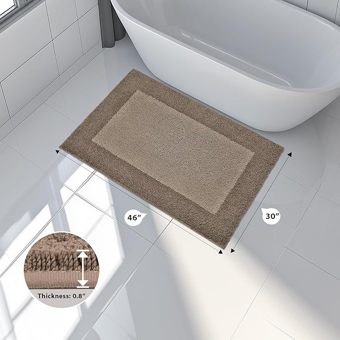 Bathroom Rugs 30" x 46", Non-Slip Extra Soft Absorbent Bath Rugs, Machine Washable Quick Dry Bath Mats for Bathroom Floor, Shower, Bathtub and Sink, Grayish Brown & Coffee
