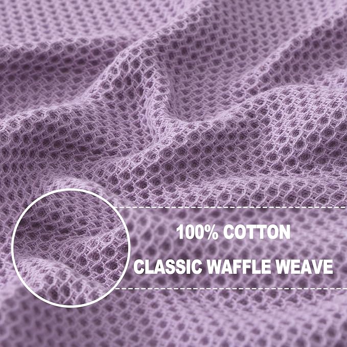Homaxy 100% Cotton Waffle Weave Kitchen Dish Cloths, Ultra Soft Absorbent Quick Drying Dish Towels, 12 x 12 Inches, 12-Pack, Lavender