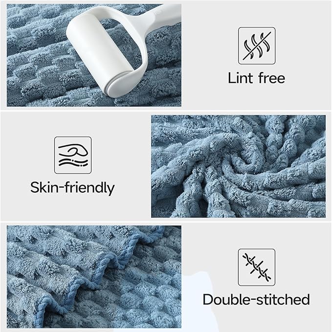 REDKISS Blue Microfiber Bath Towels Set of 6-35x70 Inches Oversized Bath Sheets, Extra Large Bath Towels Set of 6 for Adults, Super Soft Waffle Microfiber Shower Towels for Bathroom Hotel Towel