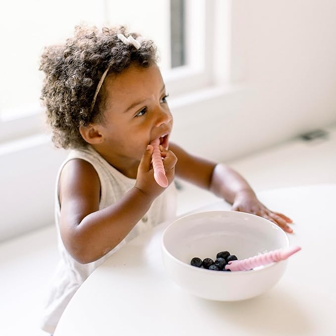 Ryan & Rose Ultimate Baby Utensil Set of 3 Silicone Baby Spoons Silicone feeding set for baby led weaning, self feeding 6 months, toddler utensils (Rose)