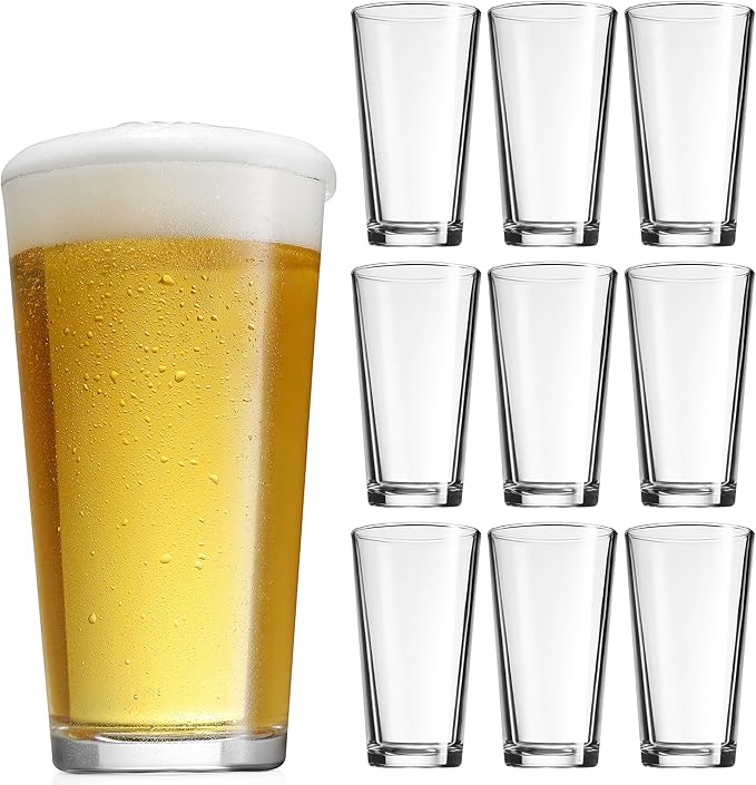 Drinking Glasses Set 17 OZ. Highball Glass Cups, Juice, Cocktails, Wine, Iced Tea, Bar Glass. Dishwasher Safe. (Set of 10) Beer Glasses