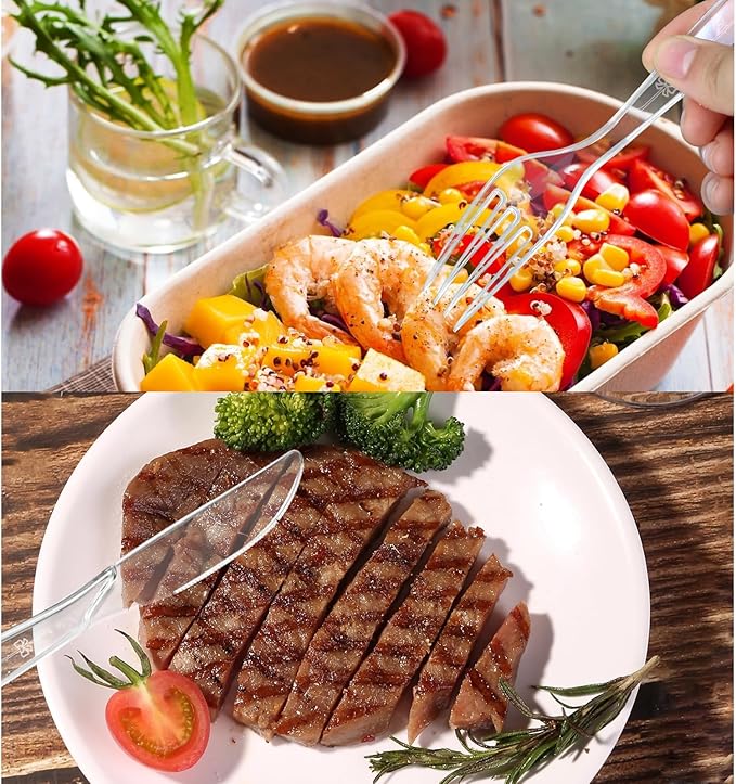 350 Count Clear Plastic forks, Extra Heavy Duty Plastic Forks, Premium Disposable Forks, BPA-Free stainless steel fork disposable for Party Supplies, Weddings and Everyday Use