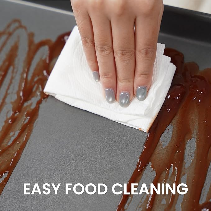 LISI 13" x 9" Quarter Sheet Pans (2 Pack), Nonstick Carbon Steel Baking Sheets for Oven, Cookie Sheet Trays for Baking, Roasting & Reheating