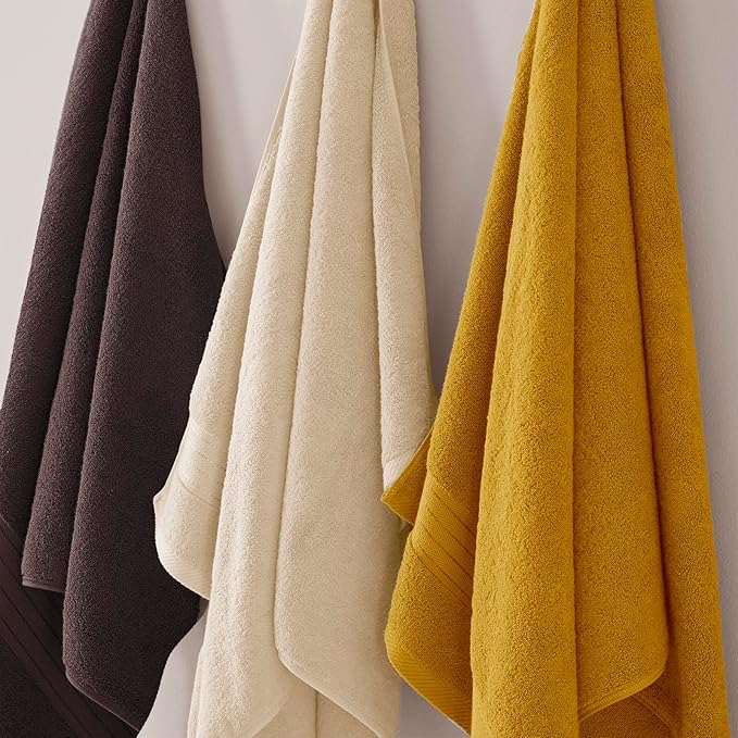 COZYART Brown Bath Towel Set, Cotton Hotel Large Towel Bulk for Bathroom, Thick Bathroom Sets of 6 with 2 Bath Towels, 2 Hand Towels, 2 Washcloths, 650 GSM