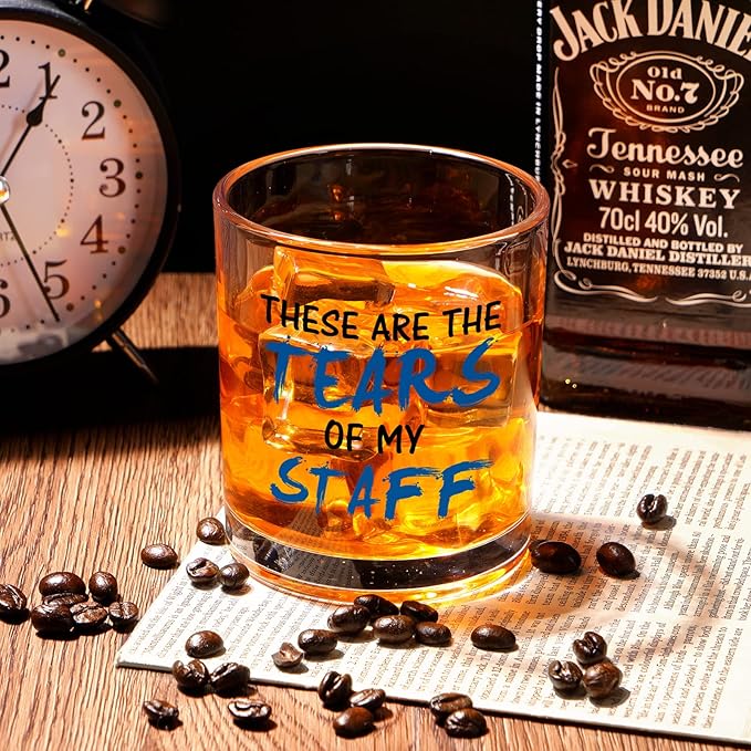 Futtumy These Are The Tears of My Staff Whiskey Glass, Bosses Day Gifts for Man, Gifts for Boss Male, Boss Gifts Men, Christmas Gifts for Boss, Funny Boss Gifts on Bosses Day Christmas Birthday