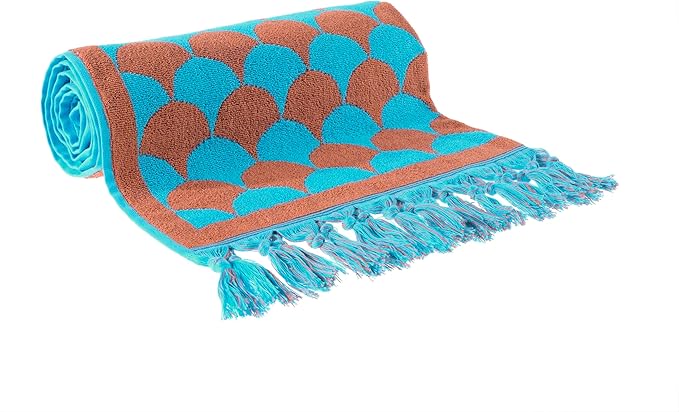 sea me at home 100% Turkish Cotton Bath, Beach, and Pool Towel with Unique Design - 31x62 Inches (Ocean’s Flame)