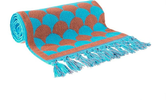 sea me at home 100% Turkish Cotton Bath, Beach, and Pool Towel with Unique Design - 31x62 Inches (Ocean’s Flame)
