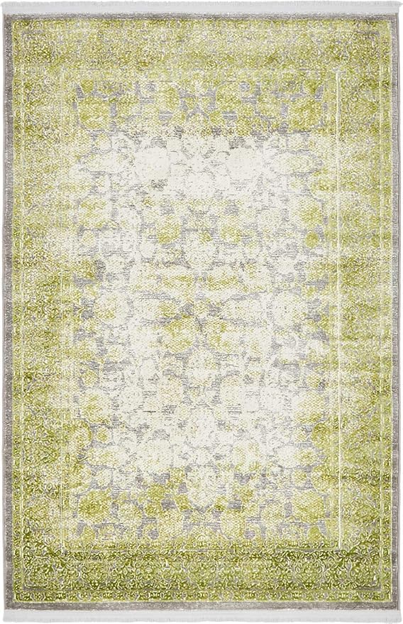 Unique Loom Traditional Classic Intricate Design with Distressed Vintage Detail, Area Rug, 4' 0 x 6' 0 Rectangular, Light Green/Gray