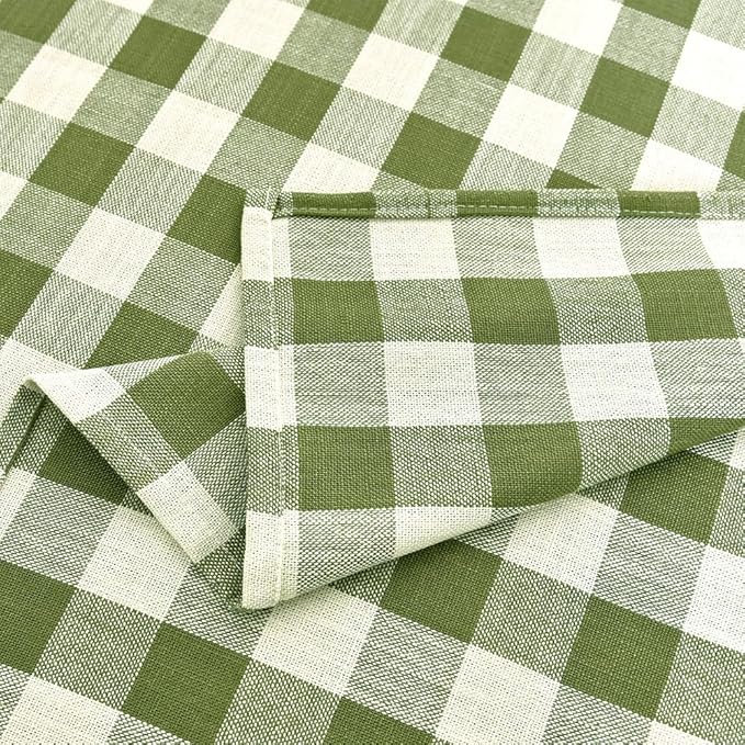 Gingham Tablecloth Rectangle Table Cloth Heavy Duty Cotton Checkered Table Cover for Spring Picnic Kitchen Dining(C-Sage Green, 52x120 inch)