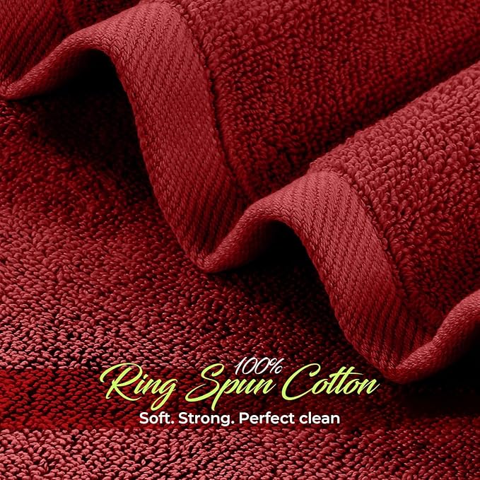 RIVERSIDE 12 Pack Washcloths - 12x12 Inches, 400 GSM, 100% Ring-Spun Cotton - Soft, Absorbent & Durable Face and Body Towels - for Bathroom, Spa, Gym, Makeup Removal & Everyday Use - Red