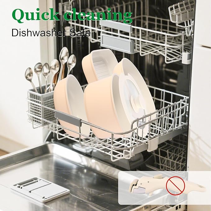 12 PCS Kitchen Cookware Set with Detachable Handle, Pots and Pans Sets Non Stick, Induction Pan Set for RV Cookware,Oven Safe, PFOA Free(Hazelnut)