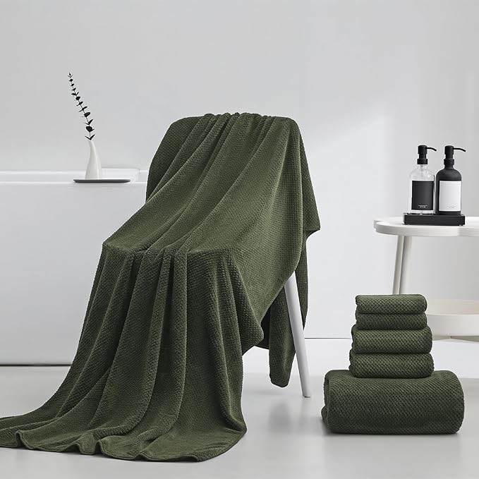 Oversized Bath Towels Extra Large 40x80 Inches Bath Sheets for Adults Super Soft Quick Dry Highly Absobent Microfiber Shower Towels (2 Piece, Green)