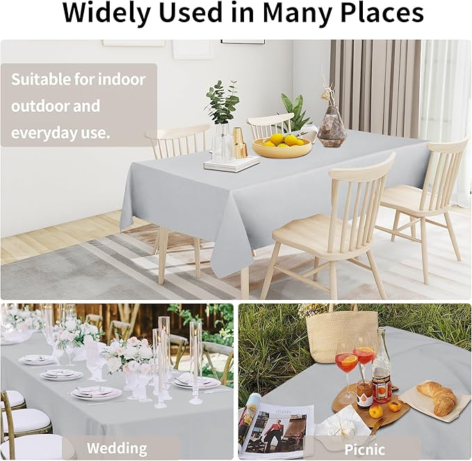 Easy-Going Faux Linen Waterproof Spill-Proof Tablecloth Stain Resistant Rectangle Table Cloth Wrinkle Free Decorative Fabric for Kitchen, Dining, Party, Weddings, Restaurants (52x70 in, Grey)