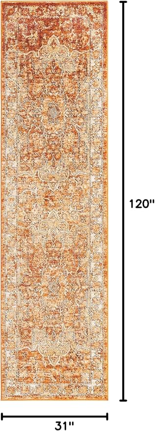 Unique Loom Isabella Collection Area Rug - Adjani (2' 7" x 10' Runner, Rust Red/ Black)
