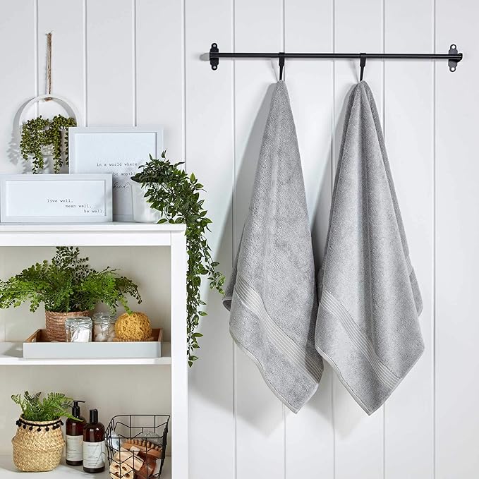 Christy Supreme Hygro 4 Piece Towel Set | Silver | 100% Luxury Supima Cotton | Ultra Soft | Super Absorbent | 650GSM | 2 Bath Sheets 2 Hand Towels