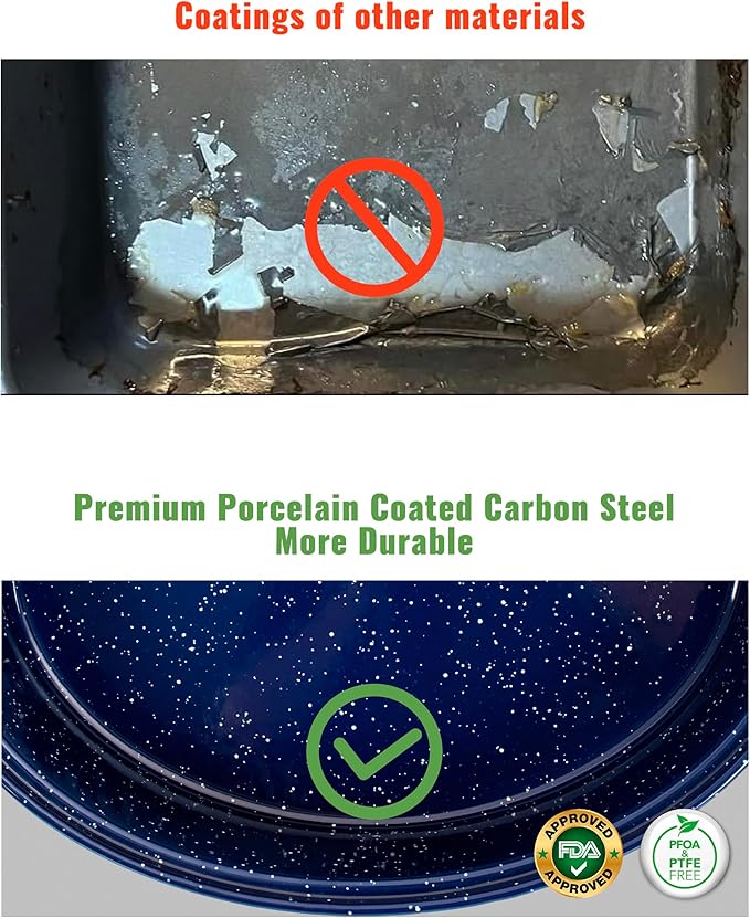 Roasting Pan with Lid and Rack 18" Deep Large Oval Enamel Roaster Pan, Oven Dishwasher Safe Non-Stick Non-Toxic Roast Pot for Turkey Steak Roasts & Bread, Wife's Christmas Gift