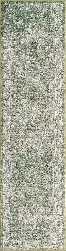 Unique Loom Isabella Collection Area Rug - Adjani (2' 7" x 10' Runner, Green/ Ivory)