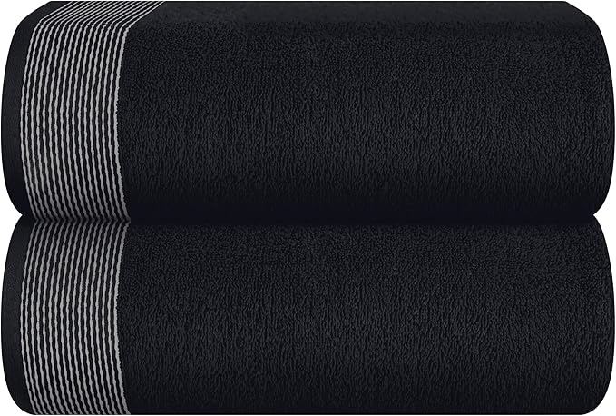 Belizzi Home Cotton 2 Pack Oversized Bath Sheet 35 x 70, Large Bath Sheet, Ultra Absorbent, Compact, Eco-Friendly and 100% Recyclable, Quick Drying and Lightweight Towel - Black