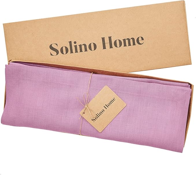 Solino Home Linen Violet Placemats Set of 4-100% Pure Linen Placemats 14 x 19 Inch for Holiday, Valentines - Fete