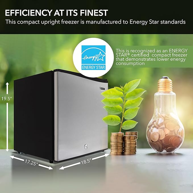 Whynter CUF-112SS Mini, Energy Star Rated Small Upright Freezer with Lock, Stainless Steel -1.1 Cubic Feet