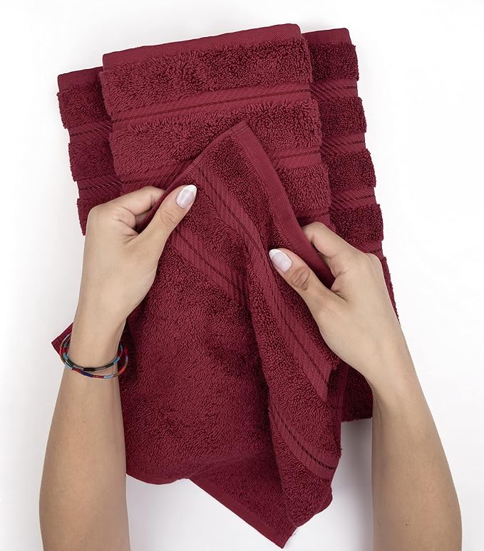 American Soft Linen Luxury 4 Piece Bath Towel Set, 600 GSM 100% Cotton Turkish Bath Towels for Bathroom 27x54 in Extra Large Bathroom Shower Towels, Bordeaux Red