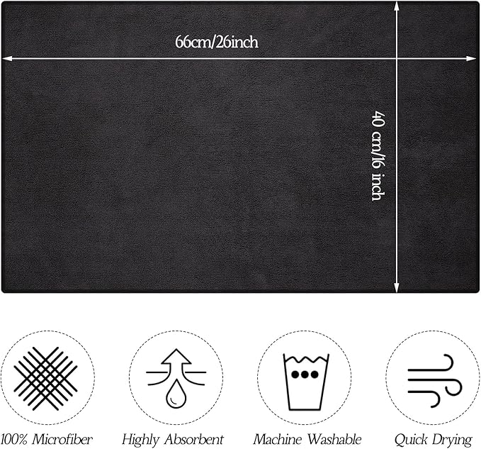 Shimeyao 48 Pack Bleach Proof Towels 16x 26inch Microfiber Absorbent Hair Towels Bulk Bleach Salon Hand Drying Cloth for Gym Bath Spa Shaving Shampoo Home(Black)