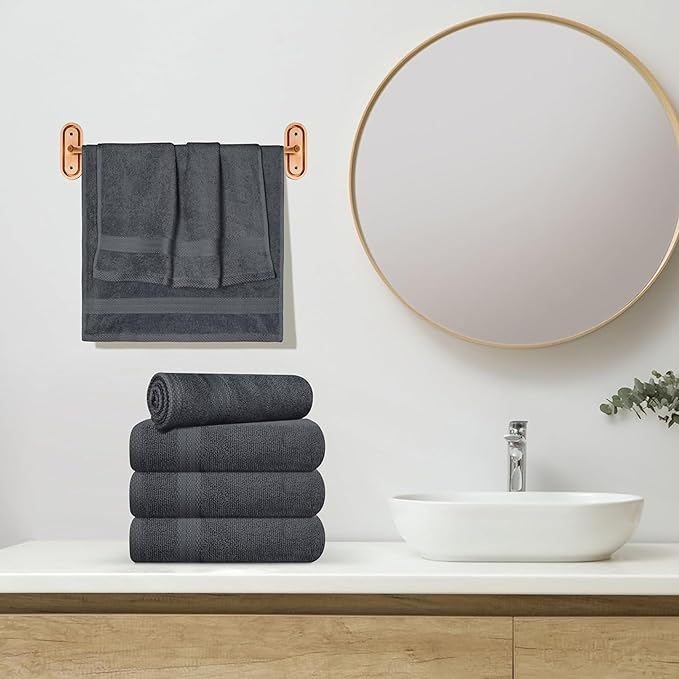 24 Pack Premium Hand Towels – 100% Cotton, Soft & Highly Absorbent – 16x27 Inches, Grey Bulk Towels for Bathroom, Spa, Gym & Daily Use