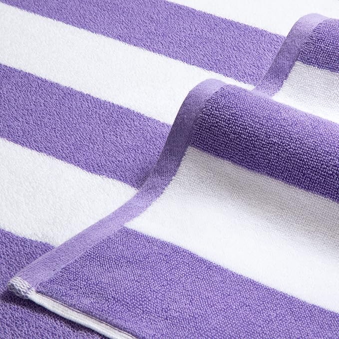 Large Beach Towel Oversized - 40"X70" Big Cute Beach Towels, Extra Large Thick Purple Beach Towel, XL Wide Fluffy Swimming Towel Oversize,Giant Stripe Cotton Pool Towel for Adults