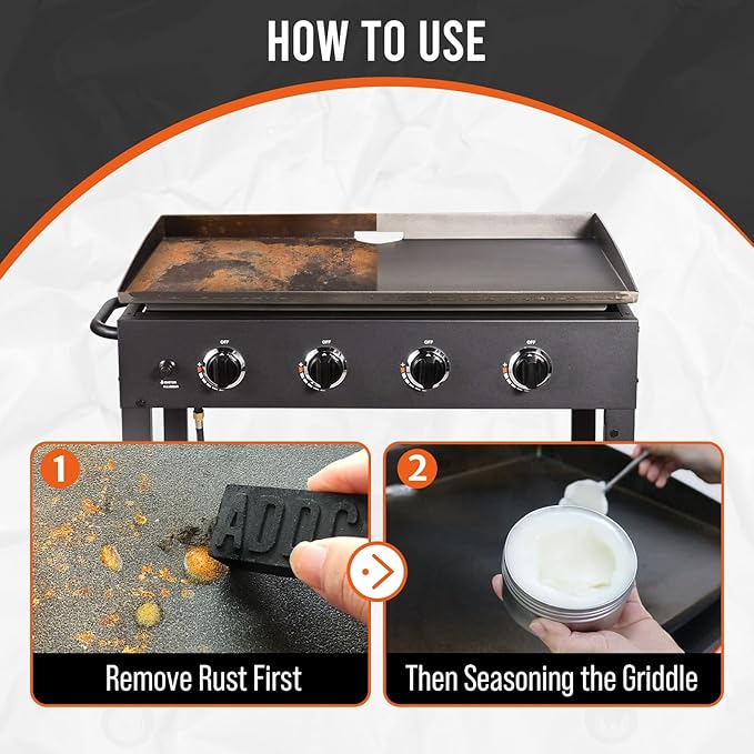 Griddle Seasoning & Cast Iron Seasoning Conditioner 7 OZ Care Kit, with Rust Remover Food Safe Griddle Seasoning for Blackstone, Pans, Carbon Steel – Maintain a Cleaner Non-Stick Skillet