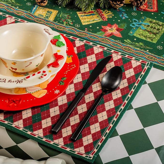 Alata Cube Black 20-Piece Forged Silverware Set Stainless Steel Flatware Set,Service for 4,Matte Satin Polished Cutlery Set,Dishwasher Safe