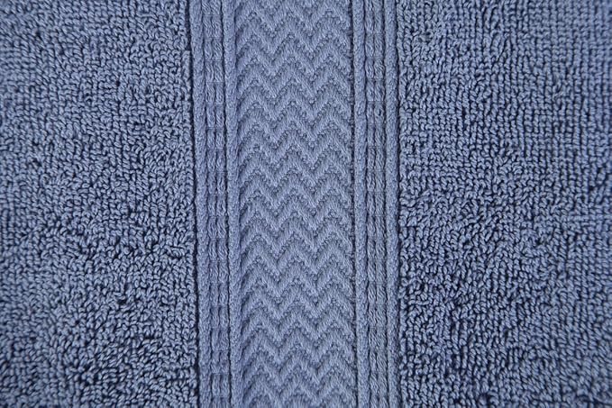 Hillfair Premium 600 GSM 6 Piece Cotton Towel Set - 2 Bath Towels, 2 Hand Towels, 2 Washcloths - Blue - Machine Washable, Hotel Quality, Super Soft & Highly Absorbent