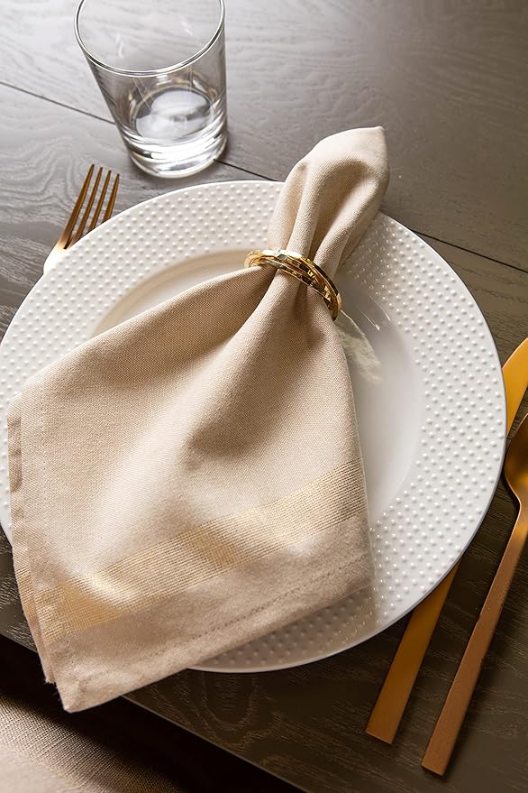 DII Holiday Dining Table Linen Sparkle Metallic Kitchen Décor, Napkin Set, 20x20, Gold Metallic Stripe, 6 Piece