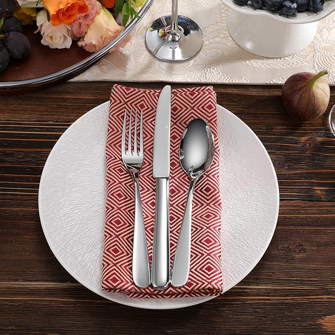 KEAWELL Premium 20-Piece Louise Silverware Set, 18/10 Stainless Steel, Service for 4, Fine Flatware Set, Smooth and Exceptional mirror finish, Dishwasher Safe (20)