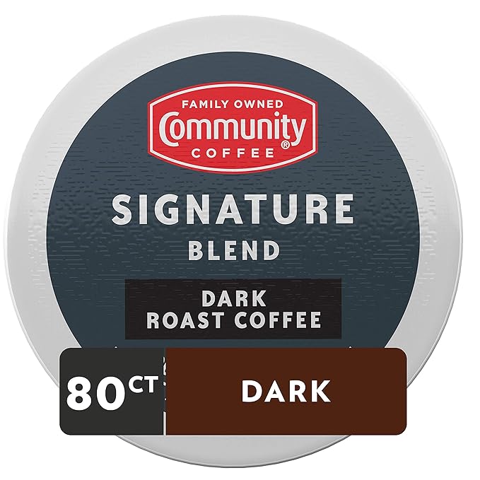 Community Coffee Signature Blend, Dark Roast Coffee Pods, Compatible with Keurig 2.0 K-Cup Brewers, 80 Count (Pack of 1)