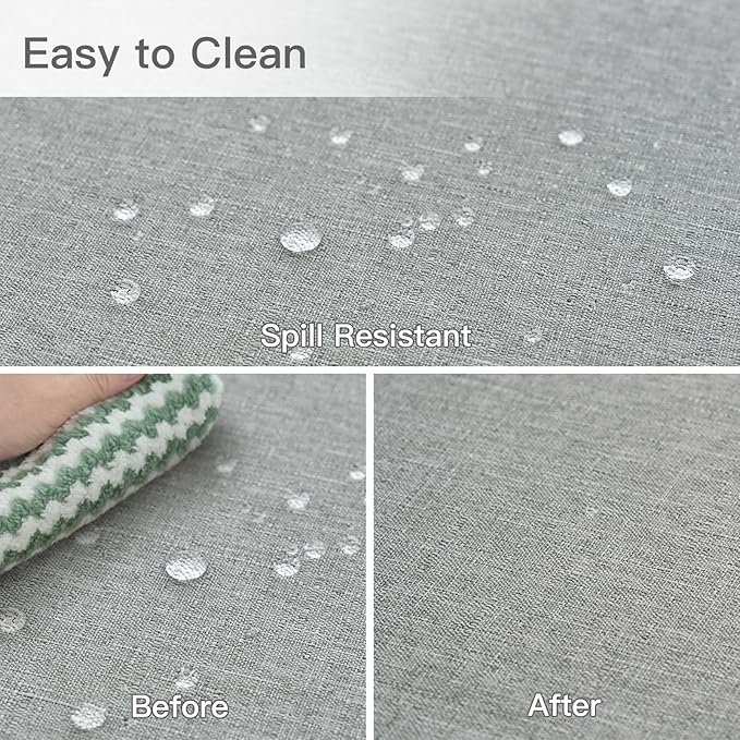 maxmill Linen Textured Rectangle Tablecloth Water Resistant Wrinkle Free Spill-Proof Stain Proof Table Cloth for Dining Room Decoration Banquet Party Wedding Holiday Dinner, 52 x 84 Inch Light Grey