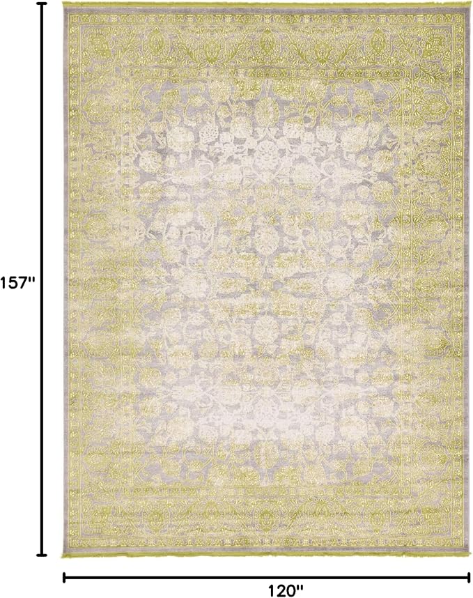 Unique Loom Traditional Classic Intricate Design Distressed Vintage Detail, Area Rug, 10' 0" x 13' 0", Light Green/Gray
